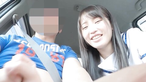 Cute Japanese Idol Access The Back Red Suddenly Gave Me Blowjob Handjob In The Car