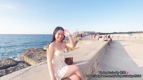 Yimingcuriosity   Havana Sunset Sex Vlog Asian Chinese Slut Rough Blowjob And Doggy On Balcony