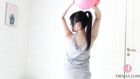 Cute Asian Petite With Tight Pretty Ass Bounces On Balls In Sexy Thong