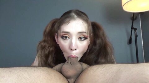 Hot Brunette Teen Gives Deepthroat Facefuck Throatpie In Pigtails After