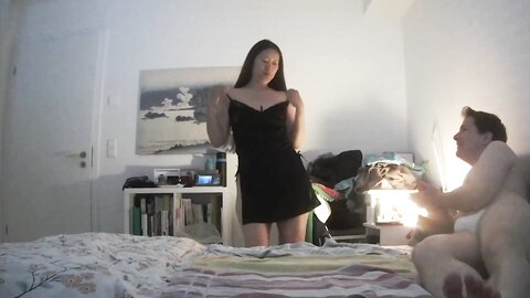 Japanese Milf Doing Oriental Dancing Before Riding A Young White Cock