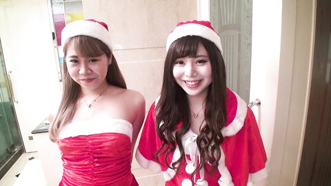 Japanase Santa Girls Having Threesome