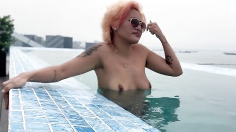 Public Pool Skinny Dipping And Some Buttplug Fun