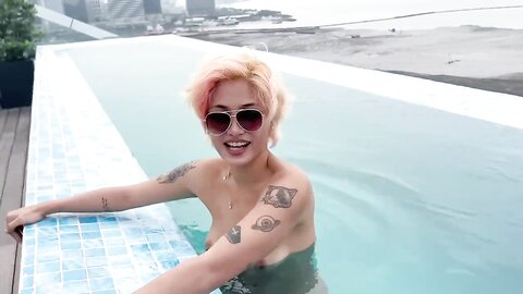 Public Pool Skinny Dipping And Some Buttplug Fun