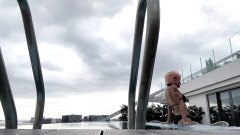 Public Pool Skinny Dipping And Some Buttplug Fun