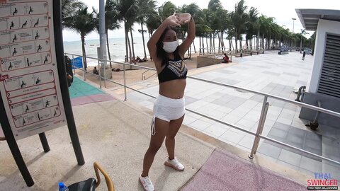 Beach Gym Squirt And Creampie With Kan