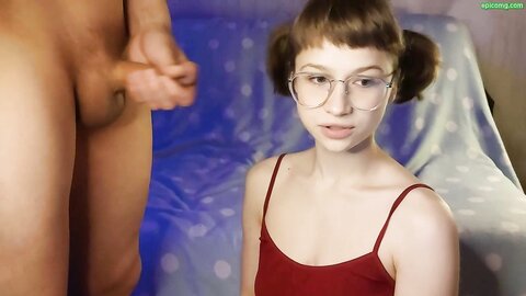 Cute Russian Anya In Glasses Gives Blowjob