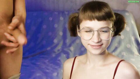 Cute Russian Anya In Glasses Gives Blowjob