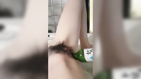 Korean Girl Takes A Soju Bottle In Her Pussy