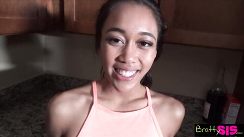 Step Sister Sucks Stepbrothers Dick To Get Back At Cheating Boyfriend