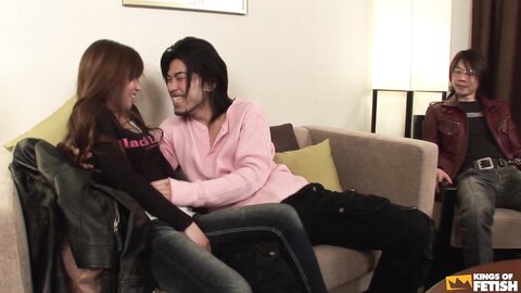 Japanese Babe Gets Her Hairy Pussy Pleased By A Guy In Front Of Cuckold