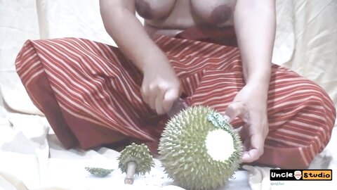 Asian Girl Open Durian