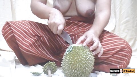 Asian Girl Open Durian