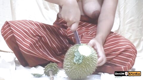 Asian Girl Open Durian