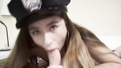 Police Slut Gives A Deep Blowjob To A Criminal And Gets Cum In Her Mout