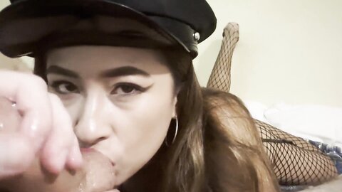 Police Slut Gives A Deep Blowjob To A Criminal And Gets Cum In Her Mout