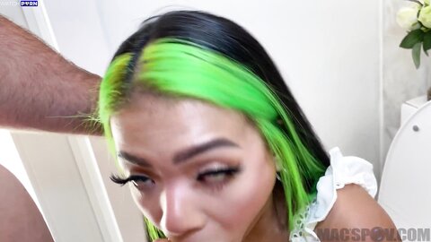 Asian slut paisley paige gets surprise sex in the toilet
