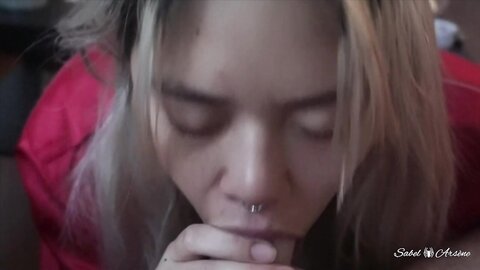 Asian teen Sabel serving white daddy’s cock