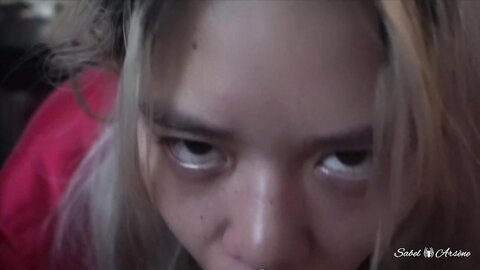 Asian teen Sabel serving white daddy’s cock