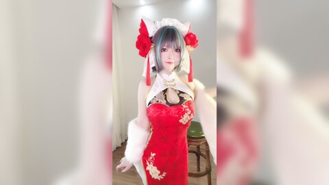 [Cosplay] 半半子 – 柴郡中华娘旗袍[45P2V-389MB]