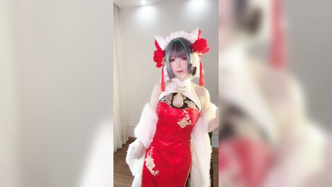 [Cosplay] 半半子 – 柴郡中华娘旗袍[45P2V-389MB]