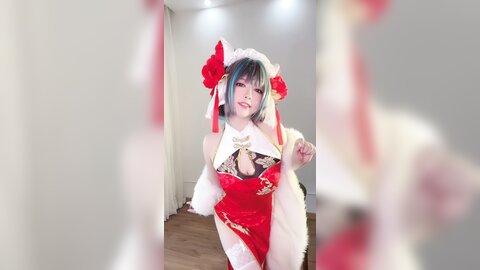 [Cosplay] 半半子 – 柴郡中华娘旗袍[45P2V-389MB]