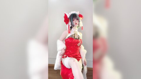 [Cosplay] 半半子 – 柴郡中华娘旗袍[45P2V-389MB] (2)
