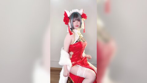 [Cosplay] 半半子 – 柴郡中华娘旗袍[45P2V-389MB] (2)