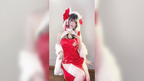 [Cosplay] 半半子 – 柴郡中华娘旗袍[45P2V-389MB] (2)