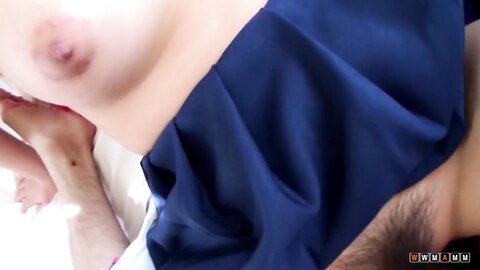 Japanese School Girl With Big Tits Receive Loads Of Cum In Hairy Pussy