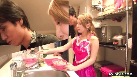 Blonde Housewife Mariru Amamiya Fucks With A Vegetable In Her Hairy Cun