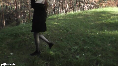 Femfoxfury  Lustful Brunette Undresses In The Woods And Walks Naked