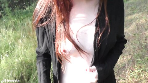 Femfoxfury  Lustful Brunette Undresses In The Woods And Walks Naked