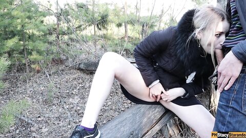 A Man Noticed How I Masturbated In The Forest And Fucked Me