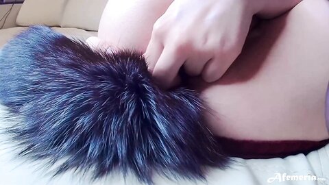 Femfoxfury  Hot Sexy Fox Masturbate Pussy Dildo With Butt Plug And Orgasm