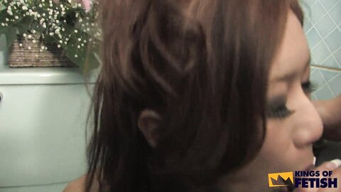 Cute Japanese Blows Deep A Man With Hairy Cock In The Toilet