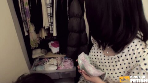Japanese Teen With Hairy Pussy Blows A Guy And Get Teased In The Bathro