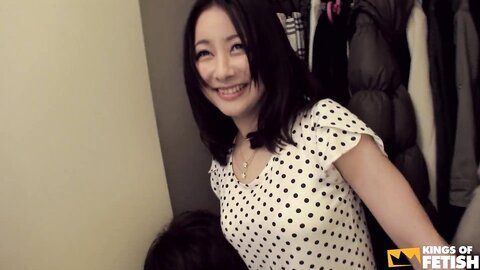 Japanese Teen With Hairy Pussy Blows A Guy And Get Teased In The Bathro