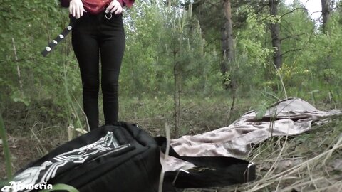 Femfoxfury  Doggystyle Fucked Girl Walking In The Forest With Naked Tits