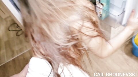 Cail Brodnevski  Stepsister Sucks Dick Under The Table And Gets Fucked Hard In The Pussy