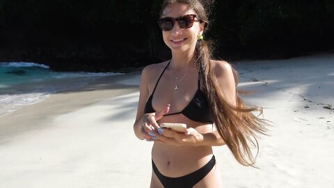 Kriss Kiss  Deep Blowjob From Hot Brunette Stranger On The Beach