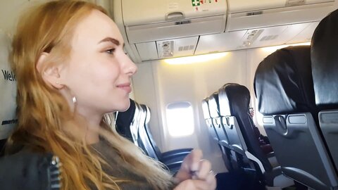 Public Airplane Handjob And Blowjob