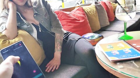 Myschoollife  Remote Control Orgasm Of My Stepsister In Bar