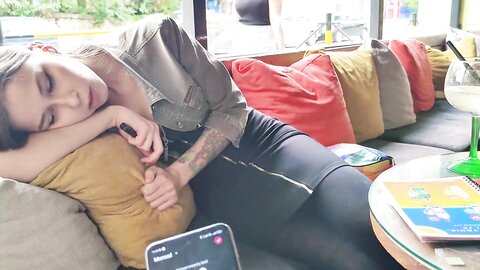 Myschoollife  Remote Control Orgasm Of My Stepsister In Bar
