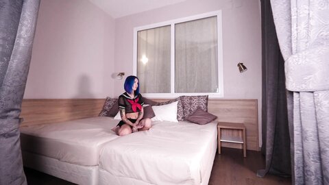 I Shoot A Private Tik Tok With A Skinny Blue Haired Whore