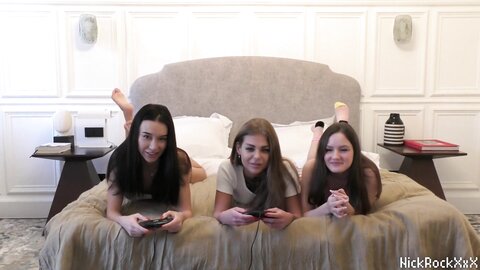 Trio Best Friends Teen Lesbian Play Sex Game With Big Natural Cock