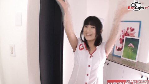 Skinny Japanese Nurse With Small Tits And A Hairy Pussy Swallow The Cum