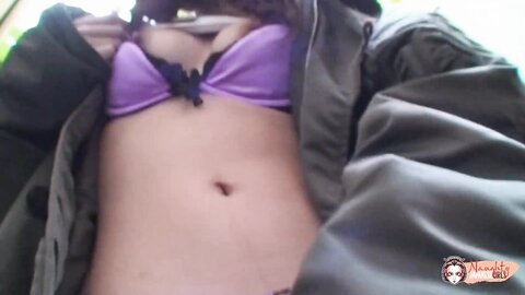 Horny Japanese Guy Makes His Girl Strip Outdoors And Then Creampies Her