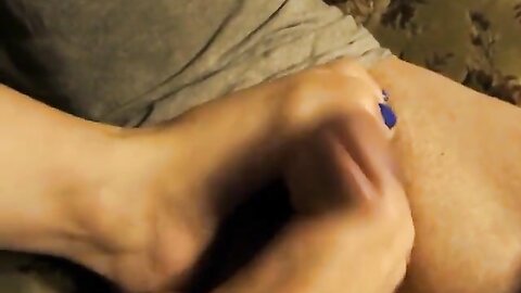 Awesome Girl Gives Her Man A Footjob And Makes Him Cum