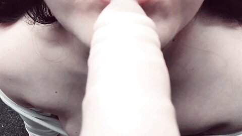 Cute Half Asian Girl Practices Teasing With Dildo